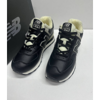 New Balance 574 Leather Black White зимние
