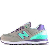 New Balance женские кроссовки 574 серые с фиолетовым 