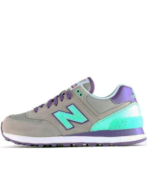 New Balance женские кроссовки 574 серые с фиолетовым 