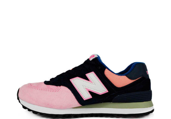 Кроссовки New Balance 574 без сетки Navy (Pink)